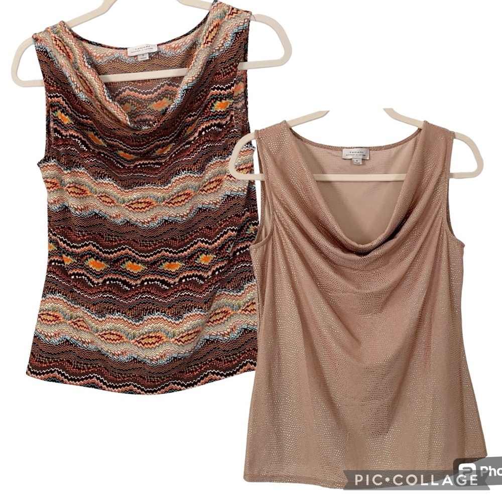 Tahari Cowl Neck Sleeveless Camisole Top Lot of 2 Size Small